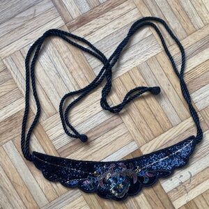 Elegant Black Beaded Women's Belt